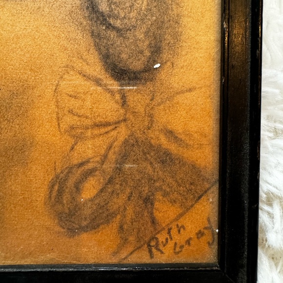 Antique Framed Pencil Drawn Child Portrait - Picture 2 of 6